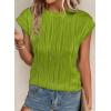 imagePRETTYGARDEN Blouses for Women Dressy Casual 2025 Spring Summer Business Office Tops Cap Sleeve Textured Cute Work ShirtGrass Green