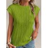 imagePRETTYGARDEN Blouses for Women Dressy Casual 2025 Spring Summer Business Office Tops Cap Sleeve Textured Cute Work ShirtGrass Green