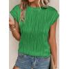 imagePRETTYGARDEN Blouses for Women Dressy Casual 2025 Spring Summer Business Office Tops Cap Sleeve Textured Cute Work ShirtGreen