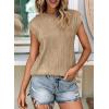 imagePRETTYGARDEN Blouses for Women Dressy Casual 2025 Spring Summer Business Office Tops Cap Sleeve Textured Cute Work ShirtKhaki