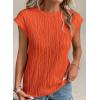 imagePRETTYGARDEN Blouses for Women Dressy Casual 2025 Spring Summer Business Office Tops Cap Sleeve Textured Cute Work ShirtOrange