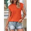 imagePRETTYGARDEN Blouses for Women Dressy Casual 2025 Spring Summer Business Office Tops Cap Sleeve Textured Cute Work ShirtOrange