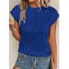 imagePRETTYGARDEN Blouses for Women Dressy Casual 2025 Spring Summer Business Office Tops Cap Sleeve Textured Cute Work ShirtRoyal Blue