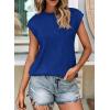 imagePRETTYGARDEN Blouses for Women Dressy Casual 2025 Spring Summer Business Office Tops Cap Sleeve Textured Cute Work ShirtRoyal Blue