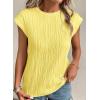 imagePRETTYGARDEN Blouses for Women Dressy Casual 2025 Spring Summer Business Office Tops Cap Sleeve Textured Cute Work ShirtTender Yellow