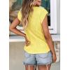 imagePRETTYGARDEN Blouses for Women Dressy Casual 2025 Spring Summer Business Office Tops Cap Sleeve Textured Cute Work ShirtTender Yellow