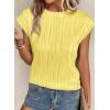 imagePRETTYGARDEN Blouses for Women Dressy Casual 2025 Spring Summer Business Office Tops Cap Sleeve Textured Cute Work ShirtTender Yellow