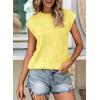 imagePRETTYGARDEN Blouses for Women Dressy Casual 2025 Spring Summer Business Office Tops Cap Sleeve Textured Cute Work ShirtTender Yellow