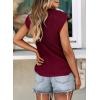 imagePRETTYGARDEN Blouses for Women Dressy Casual 2025 Spring Summer Business Office Tops Cap Sleeve Textured Cute Work ShirtWine Red