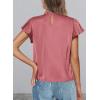 imagePRETTYGARDEN Business Casual Tops for Women Blouses Dressy 2025 Summer Short Sleeve Ruffle Satin Work Office AttireDusty Pink