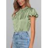 imagePRETTYGARDEN Business Casual Tops for Women Blouses Dressy 2025 Summer Short Sleeve Ruffle Satin Work Office AttireMint Green