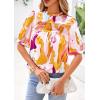 imagePRETTYGARDEN Floral Tops for Women Blouses Dressy Casual 2025 Summer Trendy Outfits Boho Pleated Short Sleeve ShirtsBrown Purple Floral