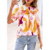 imagePRETTYGARDEN Floral Tops for Women Blouses Dressy Casual 2025 Summer Trendy Outfits Boho Pleated Short Sleeve ShirtsBrown Purple Floral