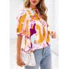 imagePRETTYGARDEN Floral Tops for Women Blouses Dressy Casual 2025 Summer Trendy Outfits Boho Pleated Short Sleeve ShirtsBrown Purple Floral