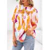 imagePRETTYGARDEN Floral Tops for Women Blouses Dressy Casual 2025 Summer Trendy Outfits Boho Pleated Short Sleeve ShirtsBrown Purple Floral