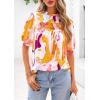 imagePRETTYGARDEN Floral Tops for Women Blouses Dressy Casual 2025 Summer Trendy Outfits Boho Pleated Short Sleeve ShirtsBrown Purple Floral
