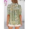 imagePRETTYGARDEN Floral Tops for Women Blouses Dressy Casual 2025 Summer Trendy Outfits Boho Pleated Short Sleeve ShirtsFloral Army Green