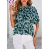 imagePRETTYGARDEN Floral Tops for Women Blouses Dressy Casual 2025 Summer Trendy Outfits Boho Pleated Short Sleeve ShirtsFloral Blue Yellow