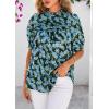 imagePRETTYGARDEN Floral Tops for Women Blouses Dressy Casual 2025 Summer Trendy Outfits Boho Pleated Short Sleeve ShirtsFloral Blue Yellow