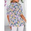 imagePRETTYGARDEN Floral Tops for Women Blouses Dressy Casual 2025 Summer Trendy Outfits Boho Pleated Short Sleeve ShirtsFloral Purple Pink