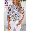 imagePRETTYGARDEN Floral Tops for Women Blouses Dressy Casual 2025 Summer Trendy Outfits Boho Pleated Short Sleeve ShirtsFloral Purple Pink