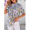 imagePRETTYGARDEN Floral Tops for Women Blouses Dressy Casual 2025 Summer Trendy Outfits Boho Pleated Short Sleeve ShirtsFloral Purple Pink