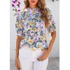 imagePRETTYGARDEN Floral Tops for Women Blouses Dressy Casual 2025 Summer Trendy Outfits Boho Pleated Short Sleeve ShirtsFloral Purple Pink