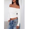 imagePRETTYGARDEN Off The Shoulder Tops for Women 2025 Long Sleeve Shirts Trendy Going Out Crop Top Spring Fashion ClothesWhite