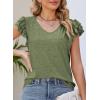 imagePRETTYGARDEN Summer Tops for Women 2025 Spring Trendy Fashion Clothes Casual Ruffle V Neck Short Sleeve Shirts BlousesArmy Green