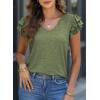 imagePRETTYGARDEN Summer Tops for Women 2025 Spring Trendy Fashion Clothes Casual Ruffle V Neck Short Sleeve Shirts BlousesArmy Green