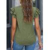imagePRETTYGARDEN Summer Tops for Women 2025 Spring Trendy Fashion Clothes Casual Ruffle V Neck Short Sleeve Shirts BlousesArmy Green