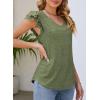 imagePRETTYGARDEN Summer Tops for Women 2025 Spring Trendy Fashion Clothes Casual Ruffle V Neck Short Sleeve Shirts BlousesArmy Green