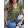 imagePRETTYGARDEN Summer Tops for Women 2025 Spring Trendy Fashion Clothes Casual Ruffle V Neck Short Sleeve Shirts BlousesArmy Green