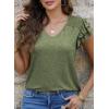 imagePRETTYGARDEN Summer Tops for Women 2025 Spring Trendy Fashion Clothes Casual Ruffle V Neck Short Sleeve Shirts BlousesArmy Green