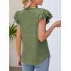 imagePRETTYGARDEN Summer Tops for Women 2025 Spring Trendy Fashion Clothes Casual Ruffle V Neck Short Sleeve Shirts BlousesArmy Green