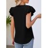 imagePRETTYGARDEN Summer Tops for Women 2025 Spring Trendy Fashion Clothes Casual Ruffle V Neck Short Sleeve Shirts BlousesBlack