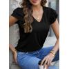 imagePRETTYGARDEN Summer Tops for Women 2025 Spring Trendy Fashion Clothes Casual Ruffle V Neck Short Sleeve Shirts BlousesBlack