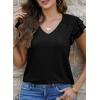 imagePRETTYGARDEN Summer Tops for Women 2025 Spring Trendy Fashion Clothes Casual Ruffle V Neck Short Sleeve Shirts BlousesBlack