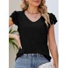 imagePRETTYGARDEN Summer Tops for Women 2025 Spring Trendy Fashion Clothes Casual Ruffle V Neck Short Sleeve Shirts BlousesBlack