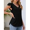 imagePRETTYGARDEN Summer Tops for Women 2025 Spring Trendy Fashion Clothes Casual Ruffle V Neck Short Sleeve Shirts BlousesBlack