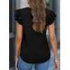 imagePRETTYGARDEN Summer Tops for Women 2025 Spring Trendy Fashion Clothes Casual Ruffle V Neck Short Sleeve Shirts BlousesBlack