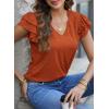 imagePRETTYGARDEN Summer Tops for Women 2025 Spring Trendy Fashion Clothes Casual Ruffle V Neck Short Sleeve Shirts BlousesBrick Red