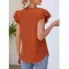 imagePRETTYGARDEN Summer Tops for Women 2025 Spring Trendy Fashion Clothes Casual Ruffle V Neck Short Sleeve Shirts BlousesBrick Red
