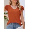 imagePRETTYGARDEN Summer Tops for Women 2025 Spring Trendy Fashion Clothes Casual Ruffle V Neck Short Sleeve Shirts BlousesBrick Red