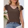 imagePRETTYGARDEN Summer Tops for Women 2025 Spring Trendy Fashion Clothes Casual Ruffle V Neck Short Sleeve Shirts BlousesCoffee