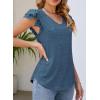 imagePRETTYGARDEN Summer Tops for Women 2025 Spring Trendy Fashion Clothes Casual Ruffle V Neck Short Sleeve Shirts BlousesDark Blue