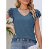 imagePRETTYGARDEN Summer Tops for Women 2025 Spring Trendy Fashion Clothes Casual Ruffle V Neck Short Sleeve Shirts BlousesDark Blue