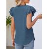 imagePRETTYGARDEN Summer Tops for Women 2025 Spring Trendy Fashion Clothes Casual Ruffle V Neck Short Sleeve Shirts BlousesDark Blue