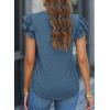 imagePRETTYGARDEN Summer Tops for Women 2025 Spring Trendy Fashion Clothes Casual Ruffle V Neck Short Sleeve Shirts BlousesDark Blue