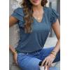 imagePRETTYGARDEN Summer Tops for Women 2025 Spring Trendy Fashion Clothes Casual Ruffle V Neck Short Sleeve Shirts BlousesDark Blue